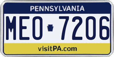 PA license plate MEO7206