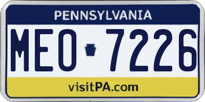 PA license plate MEO7226