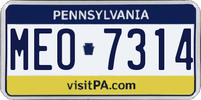 PA license plate MEO7314
