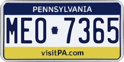 PA license plate MEO7365