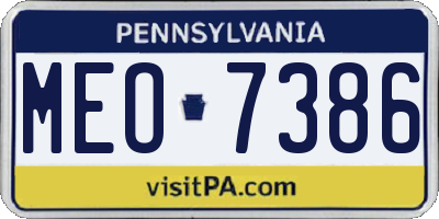 PA license plate MEO7386