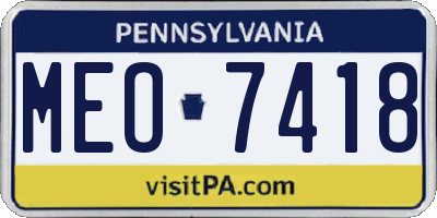 PA license plate MEO7418