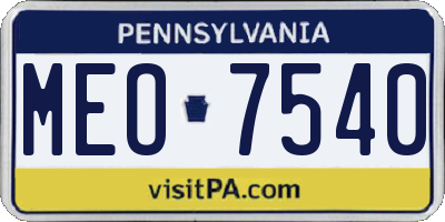 PA license plate MEO7540