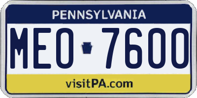 PA license plate MEO7600