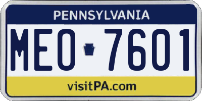 PA license plate MEO7601