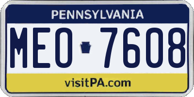 PA license plate MEO7608