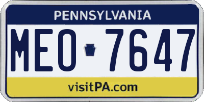 PA license plate MEO7647