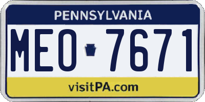 PA license plate MEO7671