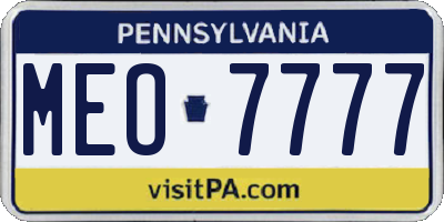 PA license plate MEO7777