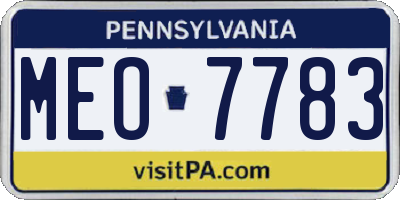 PA license plate MEO7783