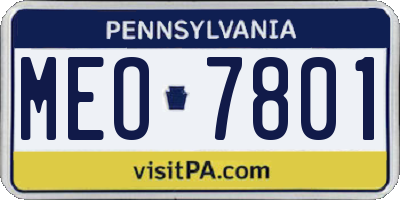 PA license plate MEO7801