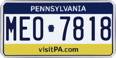 PA license plate MEO7818