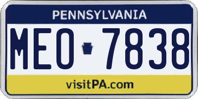 PA license plate MEO7838