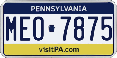PA license plate MEO7875
