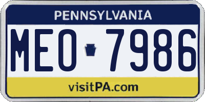 PA license plate MEO7986