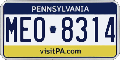 PA license plate MEO8314