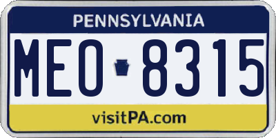 PA license plate MEO8315