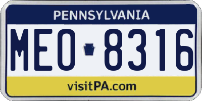 PA license plate MEO8316