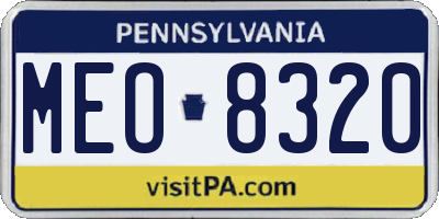 PA license plate MEO8320
