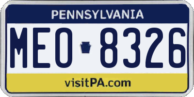 PA license plate MEO8326