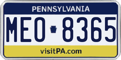 PA license plate MEO8365