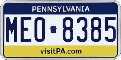 PA license plate MEO8385