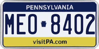 PA license plate MEO8402