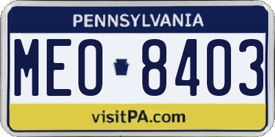 PA license plate MEO8403