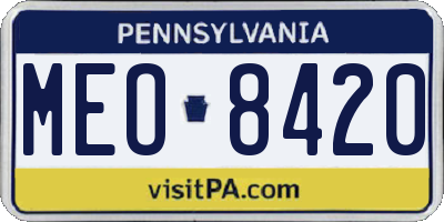 PA license plate MEO8420