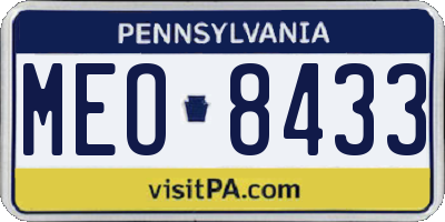 PA license plate MEO8433