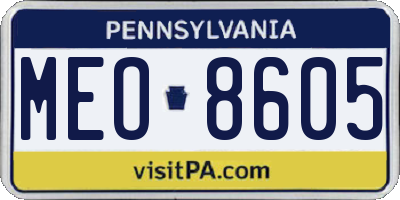 PA license plate MEO8605
