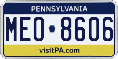 PA license plate MEO8606