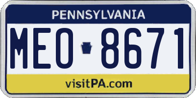 PA license plate MEO8671