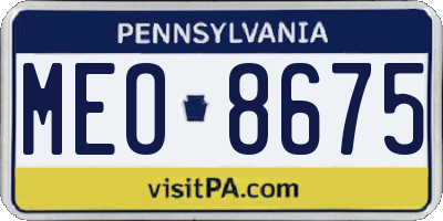 PA license plate MEO8675