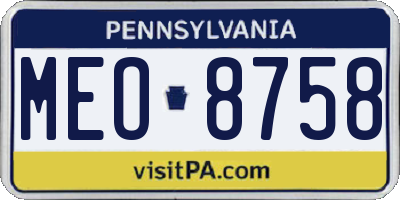 PA license plate MEO8758