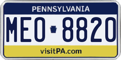 PA license plate MEO8820
