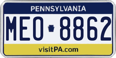 PA license plate MEO8862