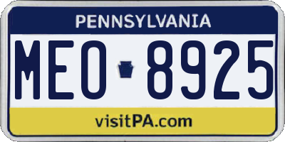 PA license plate MEO8925