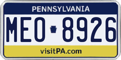 PA license plate MEO8926