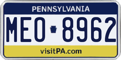 PA license plate MEO8962