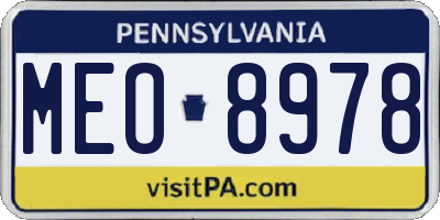 PA license plate MEO8978