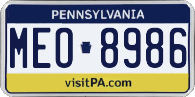 PA license plate MEO8986