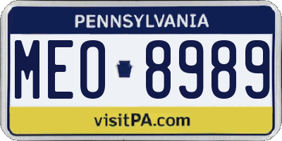 PA license plate MEO8989