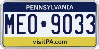 PA license plate MEO9033