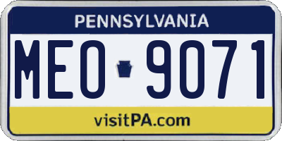 PA license plate MEO9071