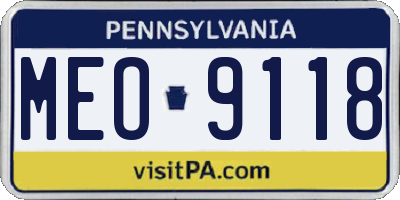 PA license plate MEO9118