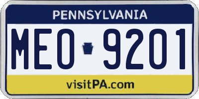 PA license plate MEO9201