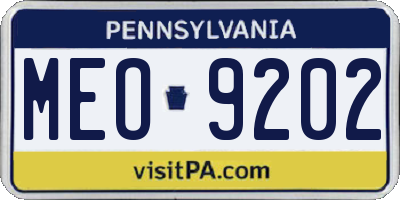 PA license plate MEO9202