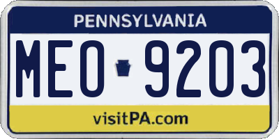 PA license plate MEO9203