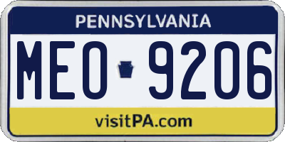 PA license plate MEO9206